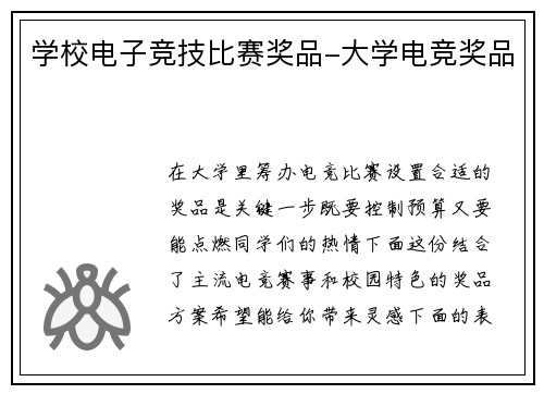 学校电子竞技比赛奖品-大学电竞奖品